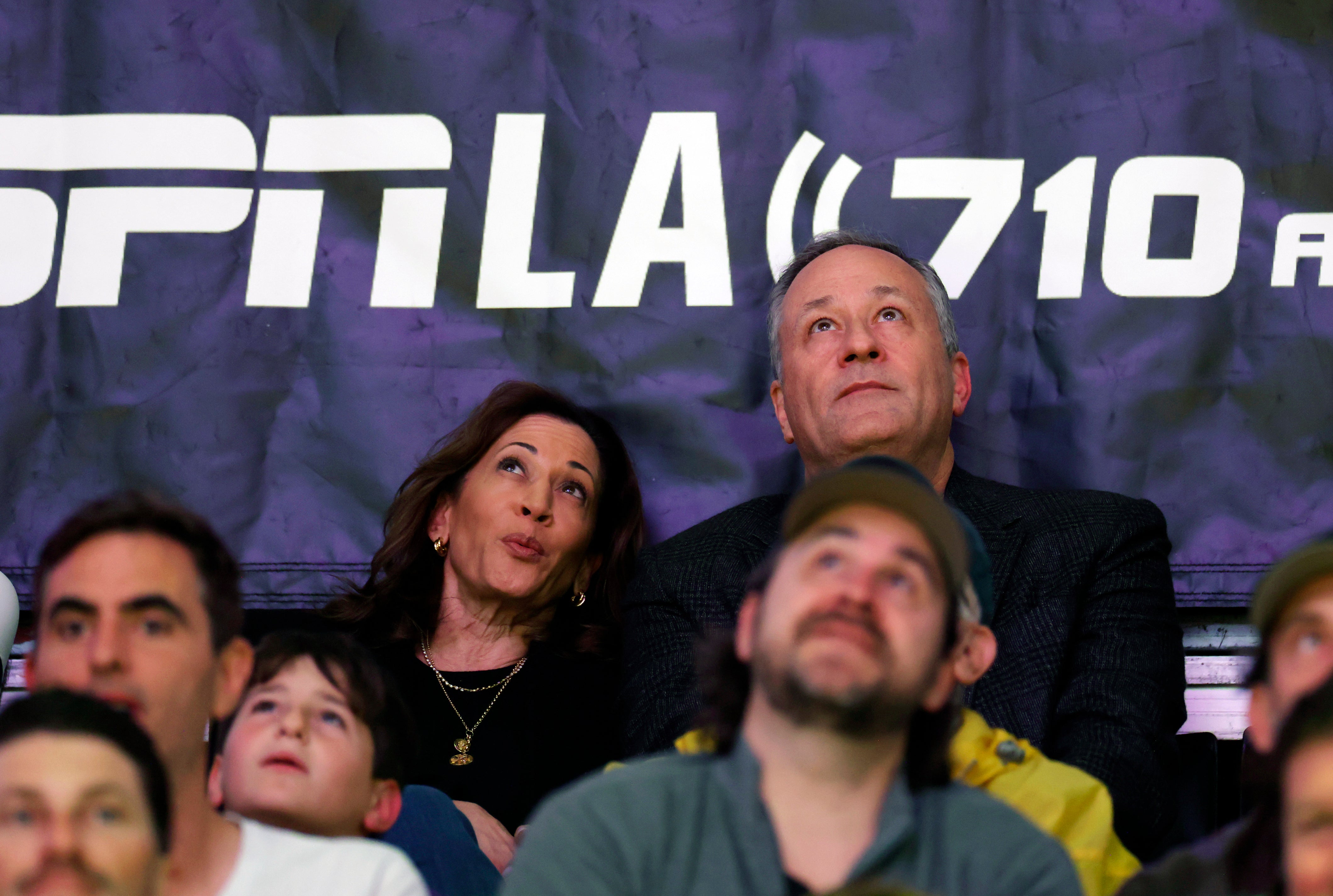 Harris and Emhoff pictured watching a Lakers game