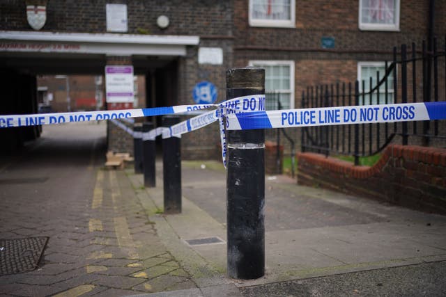 Police tape near the scene on Bodney Road in Hackney, east London (Yui Mok/PA)