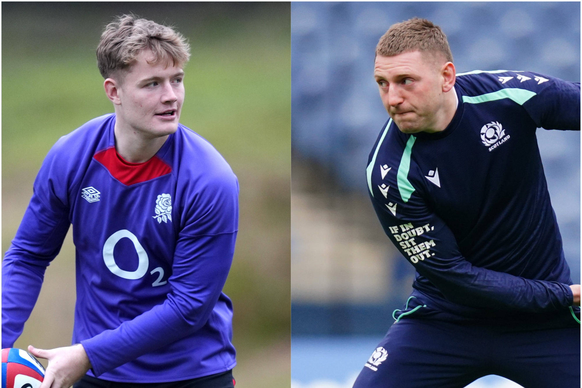 A subplot to Saturday’s Six Nations clash is the battle at number 10 between Fin Smith (left) and Finn Russell