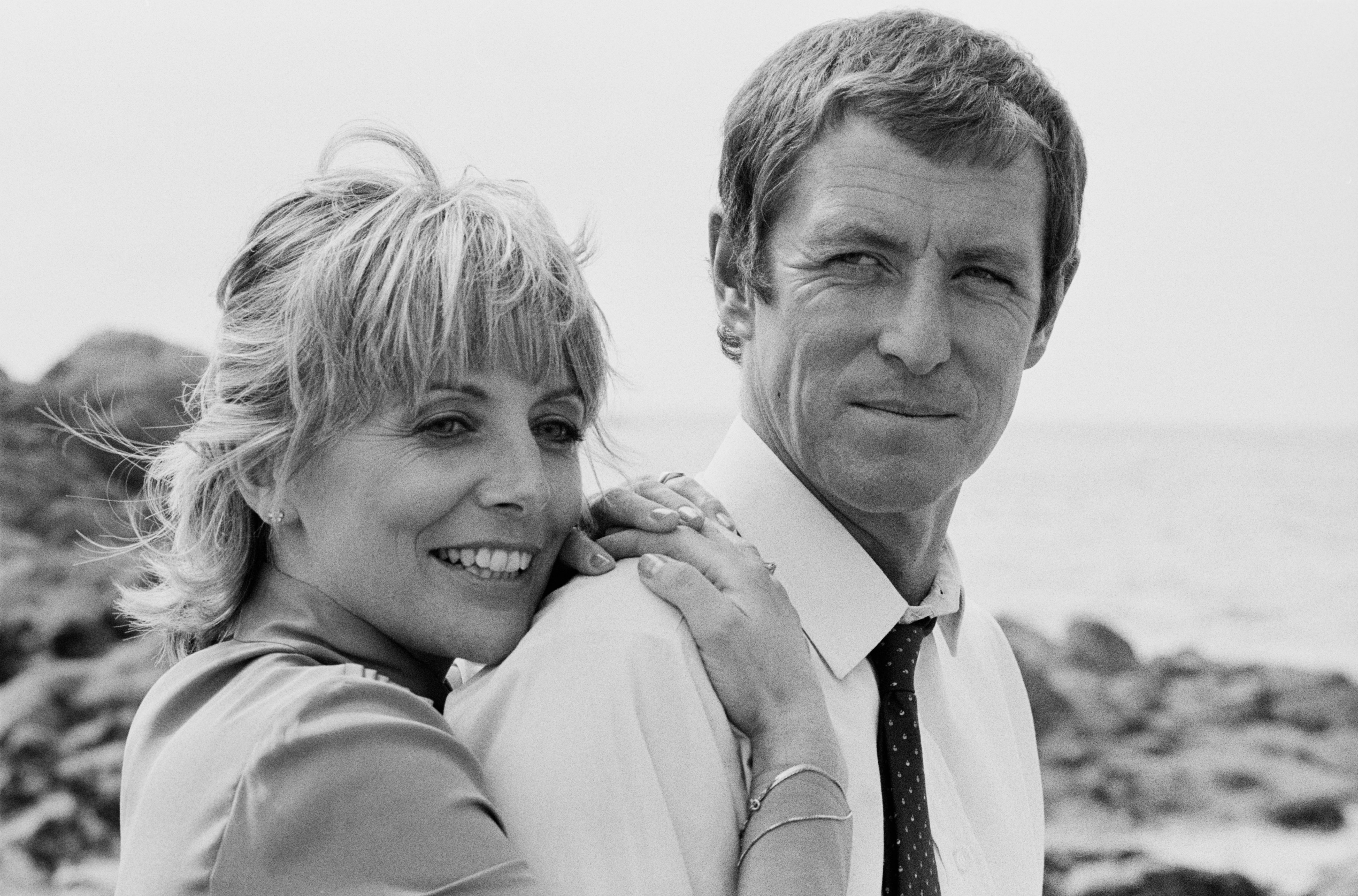 John Nettles and Deborah Grant on the set of 'Bergerac'