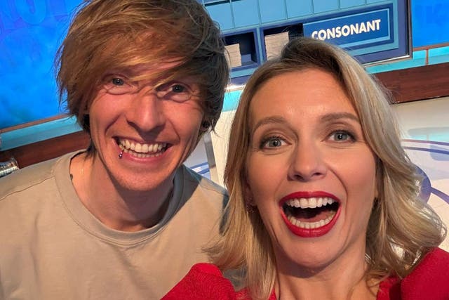 <p>Rachel Riley and Dr Tom Crawford on the set of Countdown (Channel 4)</p>