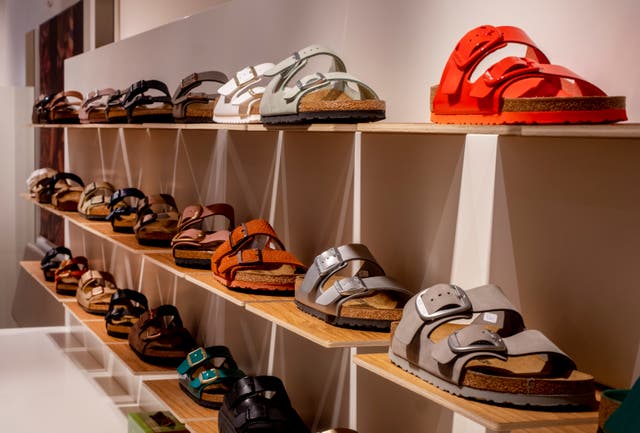 <p>Birkenstock shoes are displayed in a store in Germany</p>