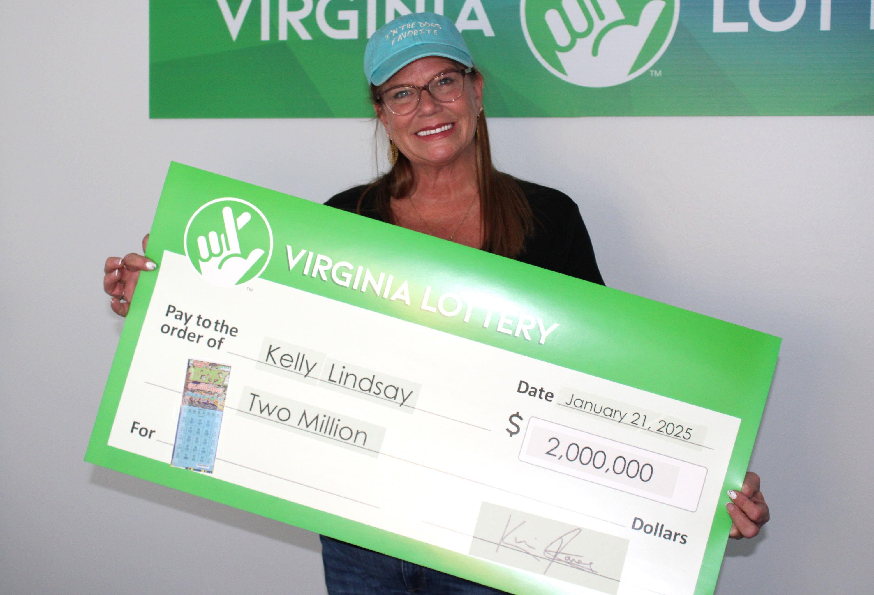 Kelly Lindsay won the Money Blitz scratcher’s top prize of $2 million