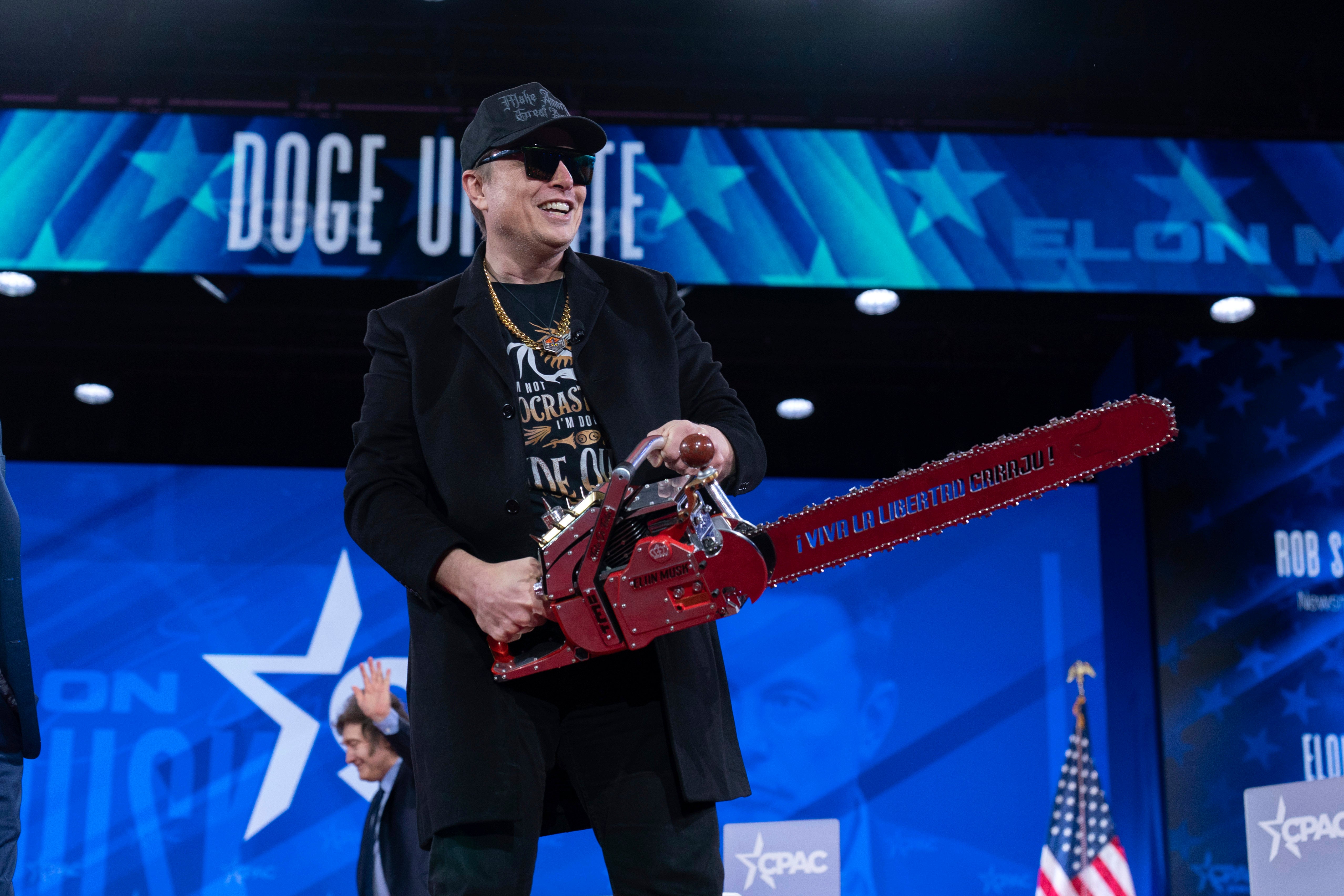 Elon Musk brandished a chainsaw on stage at the CPAC conservative conference