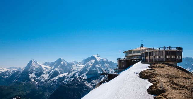 <p>The Schilthorn in the Bernese Alps, Switzerland was the filming location for the 1969 Bond movie On Her Majesty's Secret Service</p>