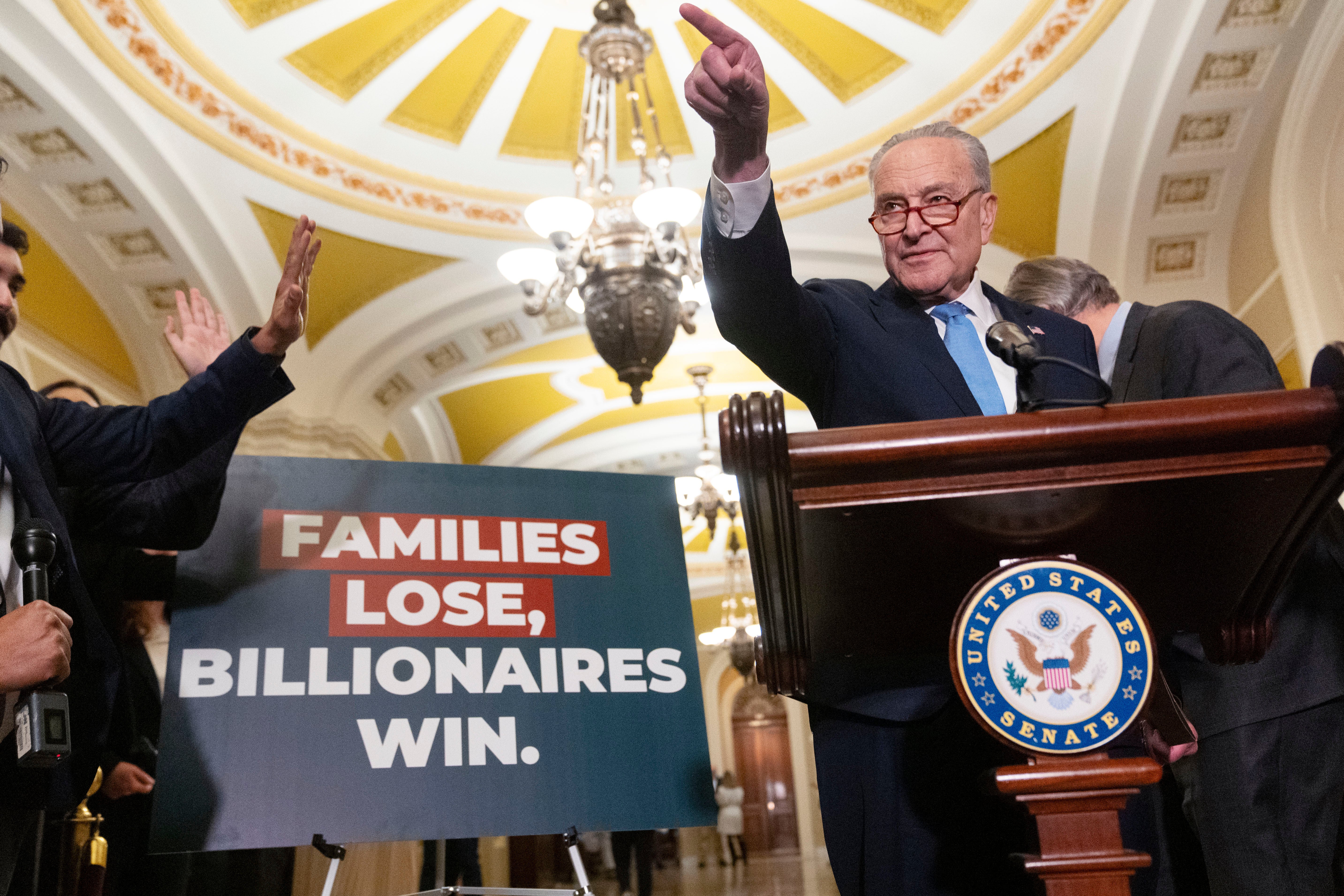 <p>Senate Minority Leader Chuck Schumer broke with many members of his party to pass a stopgap spending bill with Republicans. </p>