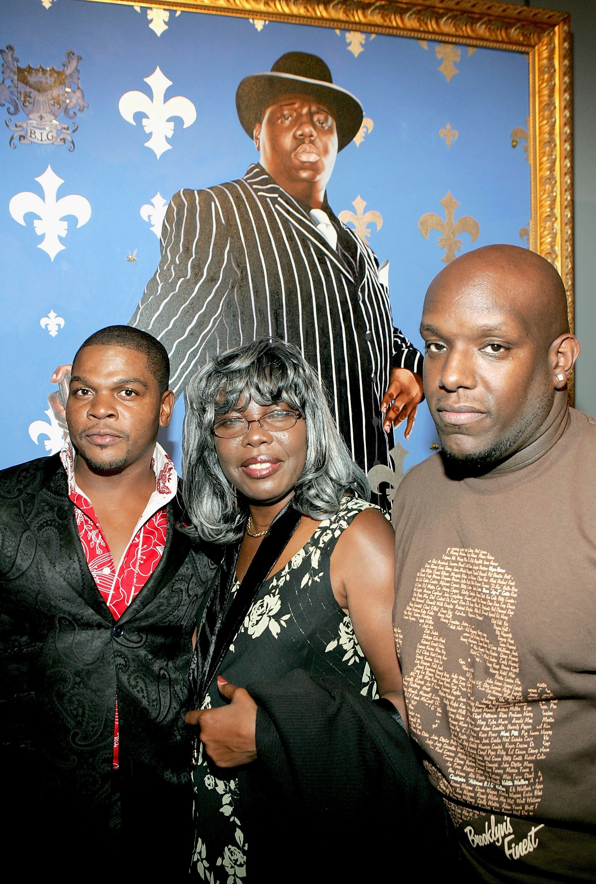 Voletta Wallace with the artist Kehinde Wiley in front of his portrait of her son Christopher, better known as Notorious BIG, in 2005