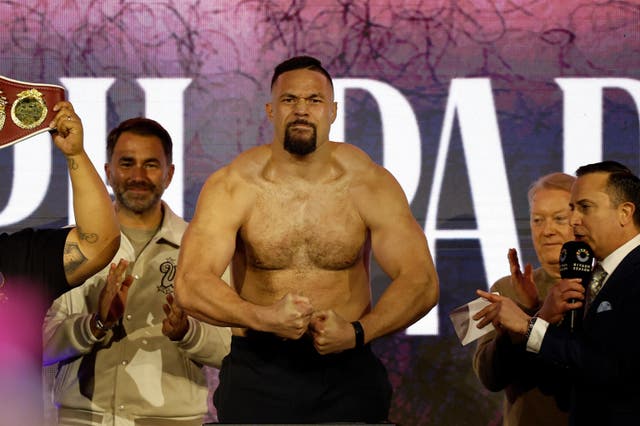 <p>Joseph Parker weighed in without opponent Martin Bakole, who is still preparing for their fight</p>