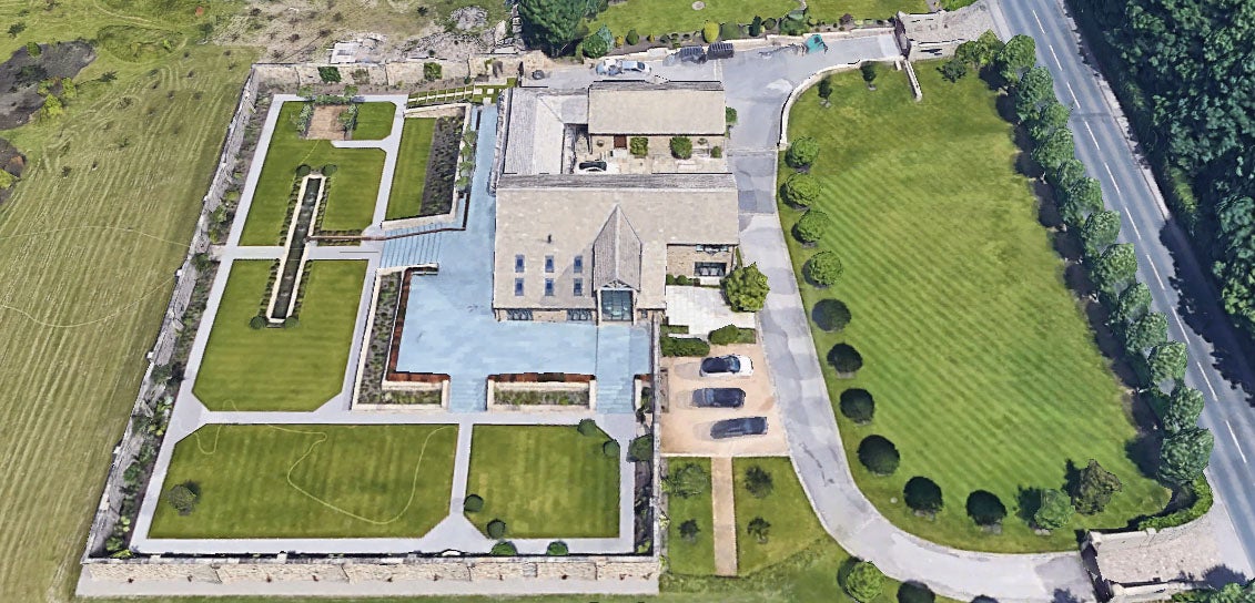 An aerial view of Lee Bootle's house near Chorley