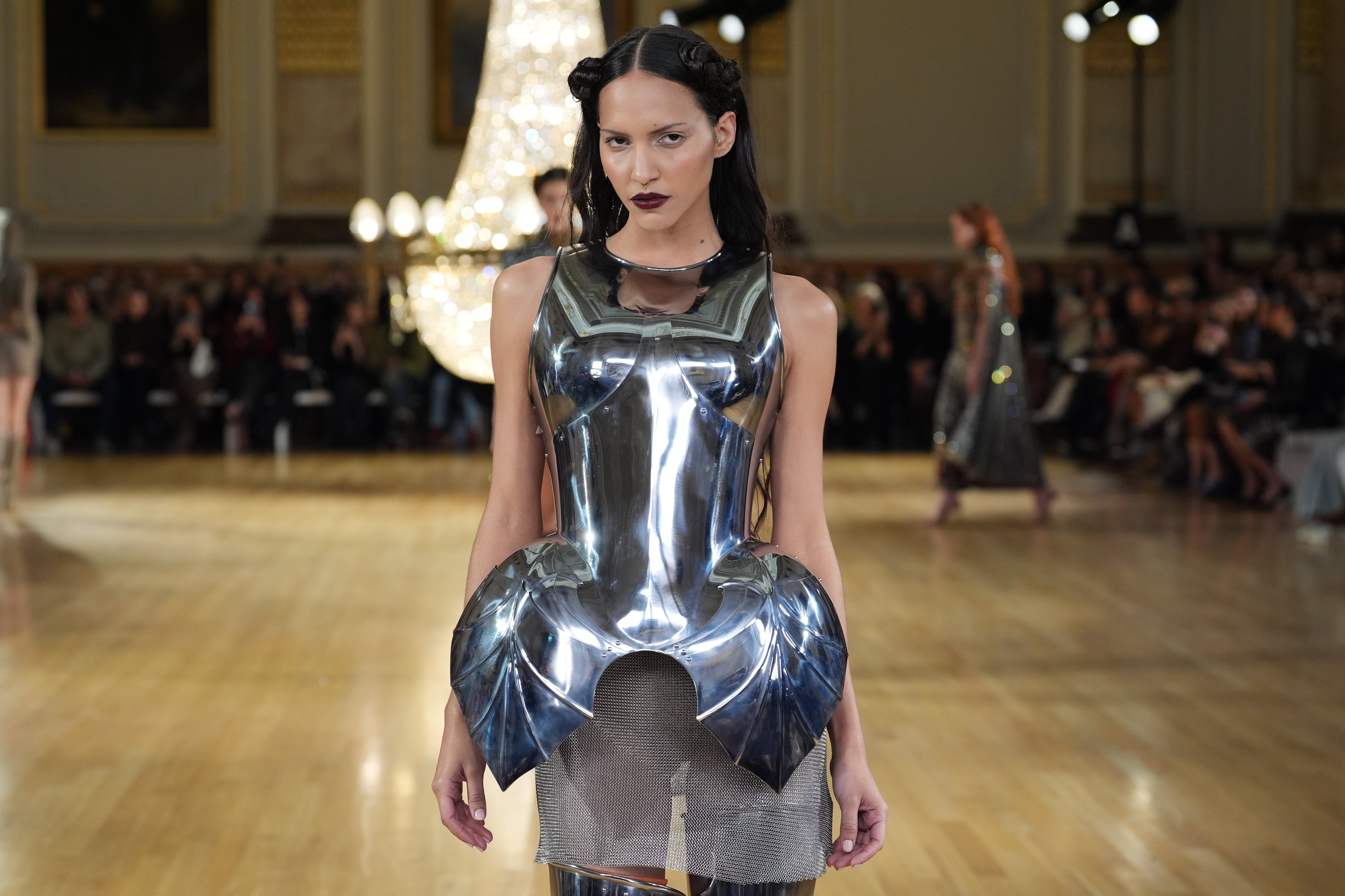 <p>A model on the catwalk during the Annie’s Ibiza Collection show at Institution of Civil Engineers, central London, during London Fashion Week. Picture date: Saturday February 22, 2025.</p>