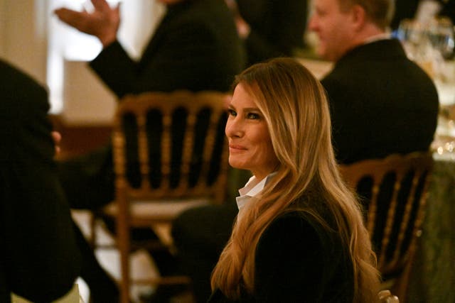 <p>First Lady Melania Trump at the National Governors Association Dinner at the White House on February 22, 2025</p>