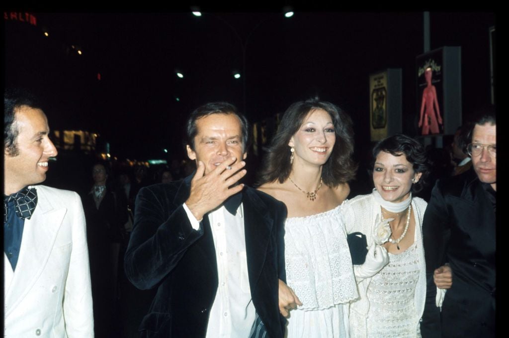 Jack Nicholson stands with Anjelica Huston at the Cannes Film Festival May, 1974