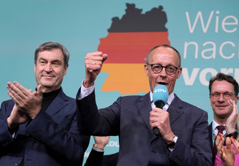 Conservatives projected to win German election in ‘last chance’ to fight off rising far-right