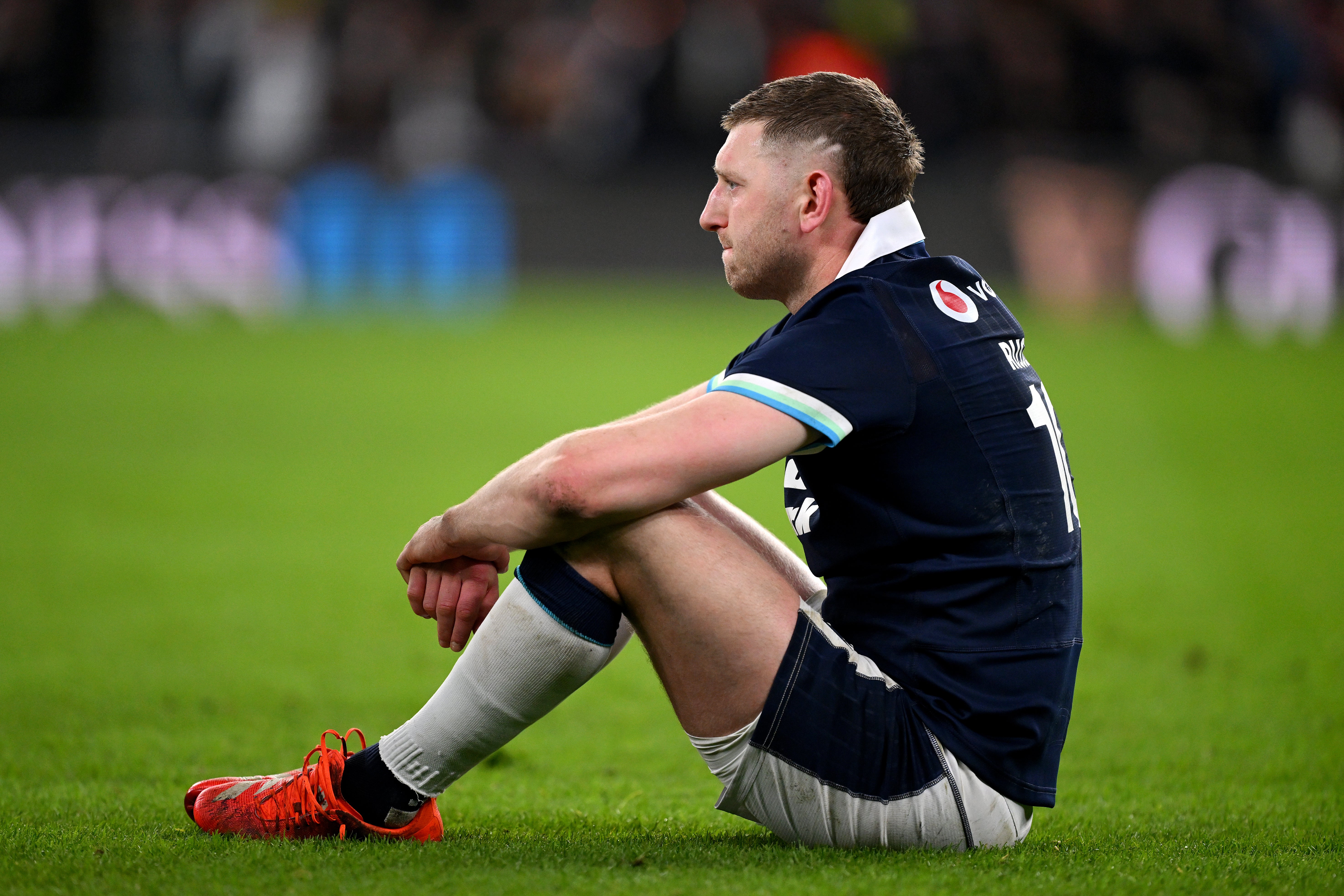 Finn Russell cut a dejected figure at Twickenham