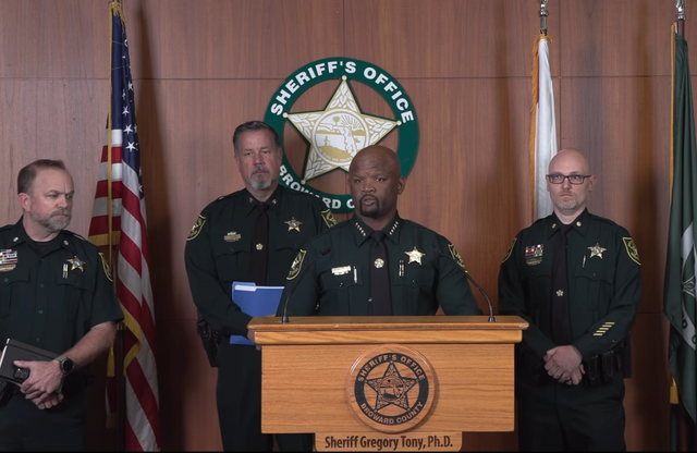 <p>Broward County Sheriff Gregory Tony said seven deputies are on leave after a 'p***-poor handling' of a domestic violence case</p>