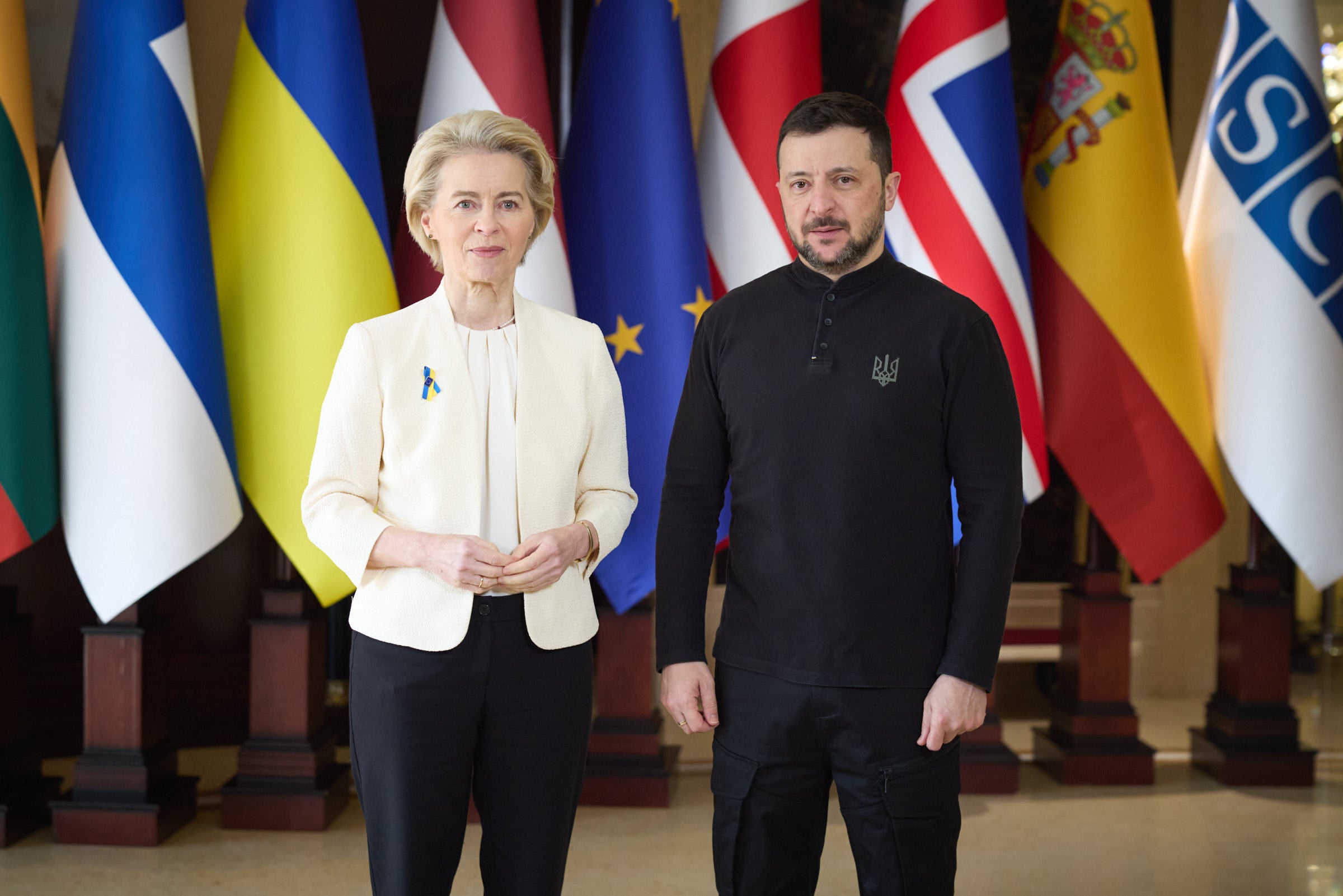 Volodymyr Zelensky and European Commission president Ursula von der Leyen at a summit in Kyiv on the third anniversary of the full-scale Russian invasion