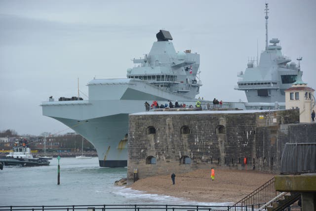 HMS Prince of Wales sails from Portsmouth Naval Base for preparations before a planned deployment (Ben Mitchell/PA)