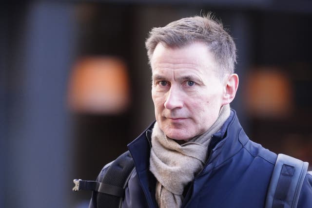 Former chancellor Jeremy Hunt has said cuts to adult welfare would allow Sir Keir Starmer to commit to increasing defence spending to more than 3% of GDP (Peter Byrne/PA)