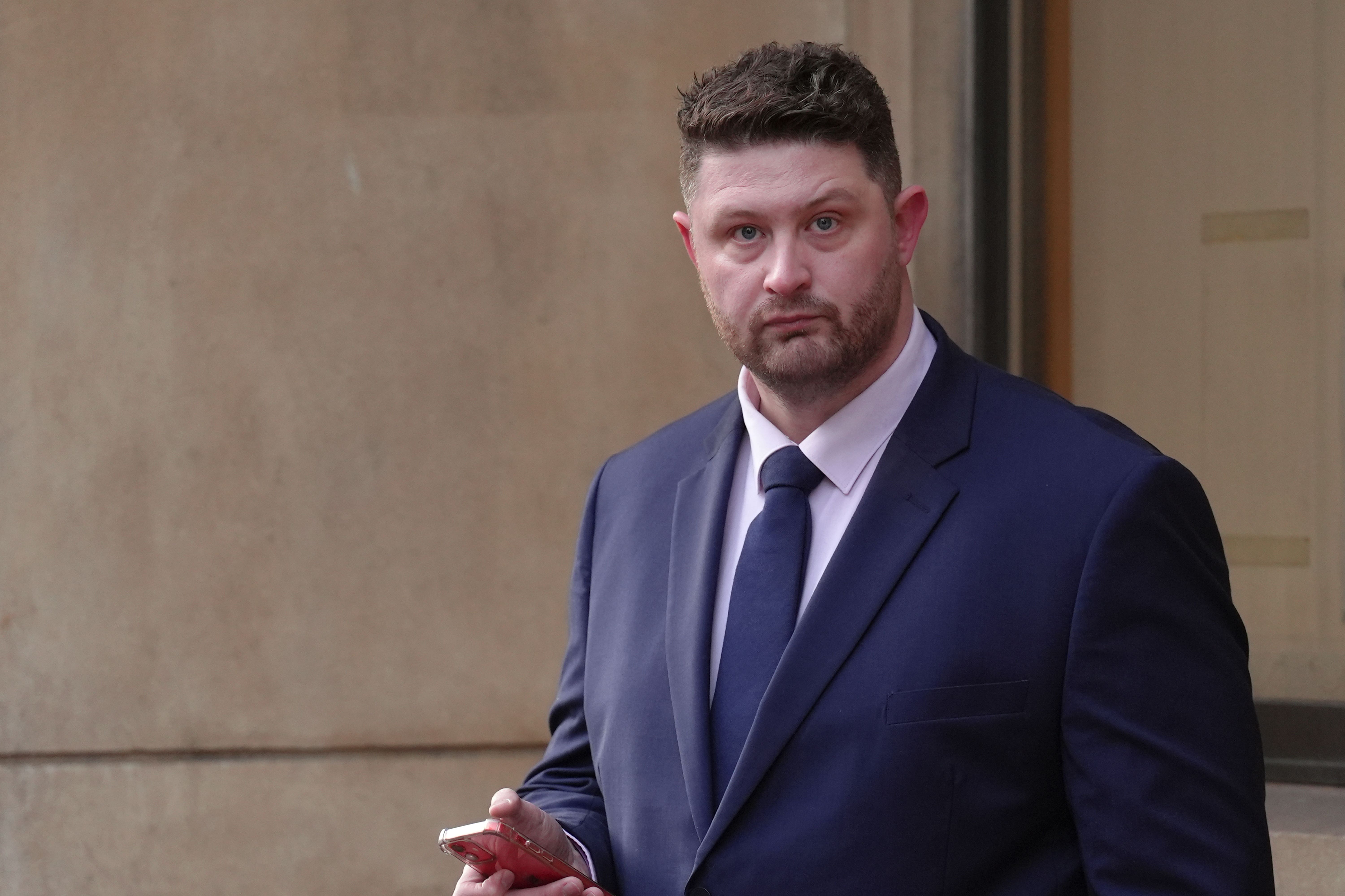 Former Leicestershire Police constable Daniel Jackson arriving at Leicester Magistrates’ Court has been jailed (PA)