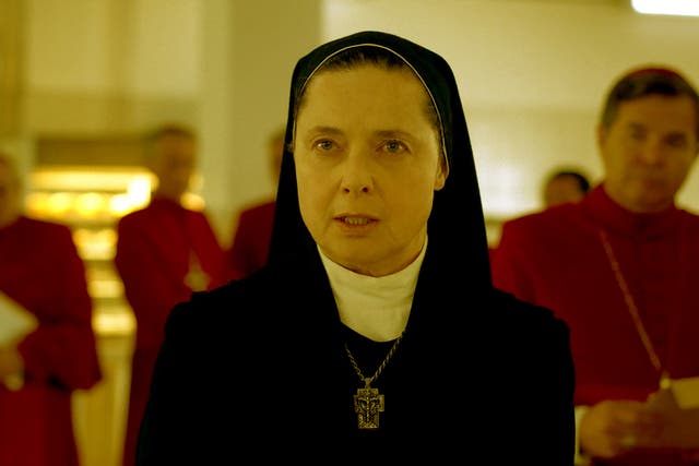 <p>Isabella Rossellini – as an all-seeing nun – in Edward Berger’s Oscar-nominated ‘Conclave’</p>