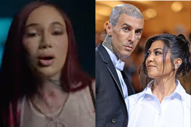 <p>Travis Barker and Kourtney Kardashian trolled in Bhad Bhabie’s latest diss track for Alabama</p>