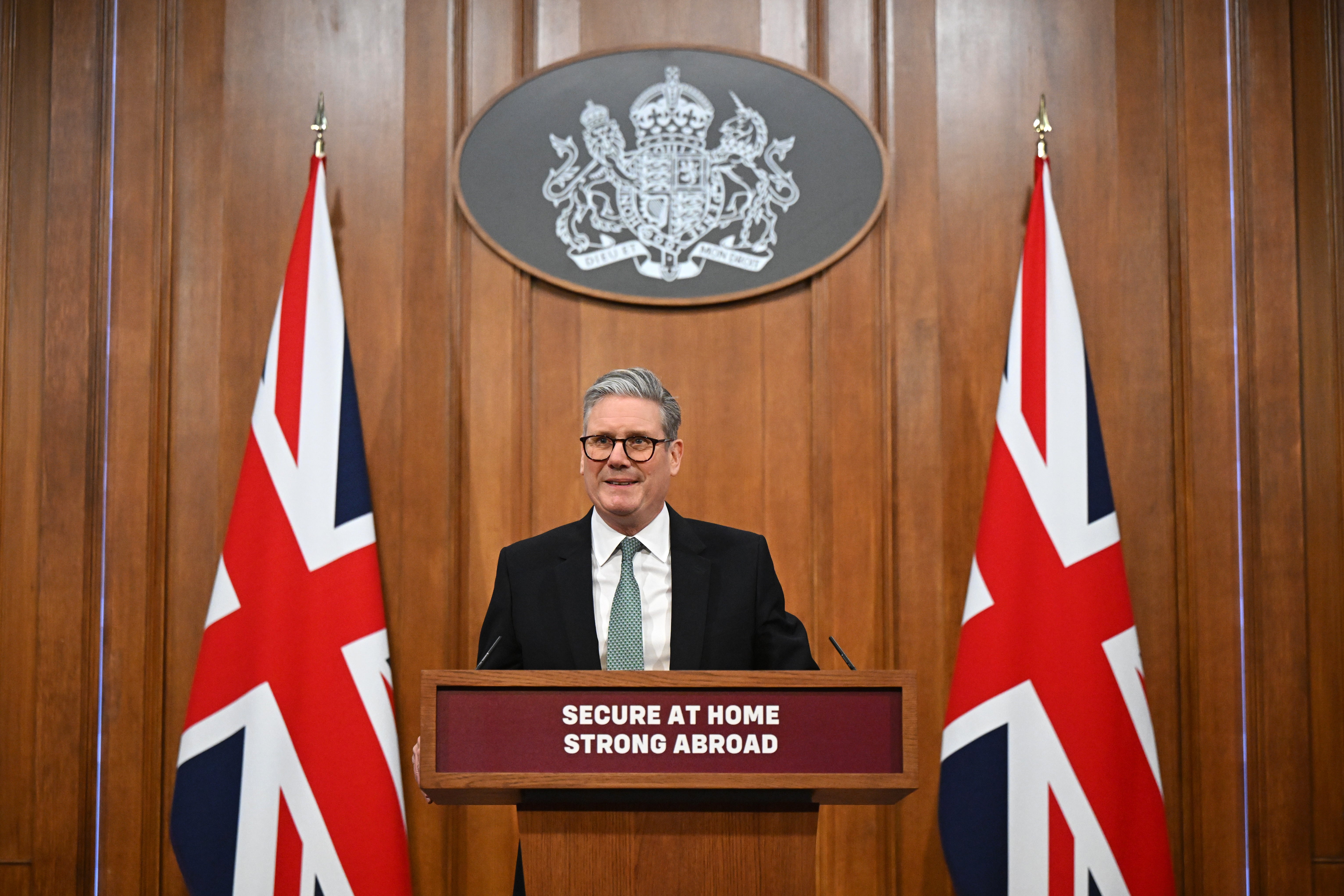 Prime Minister Keir Starmer delivers a statement on Defence spending at Downing Street