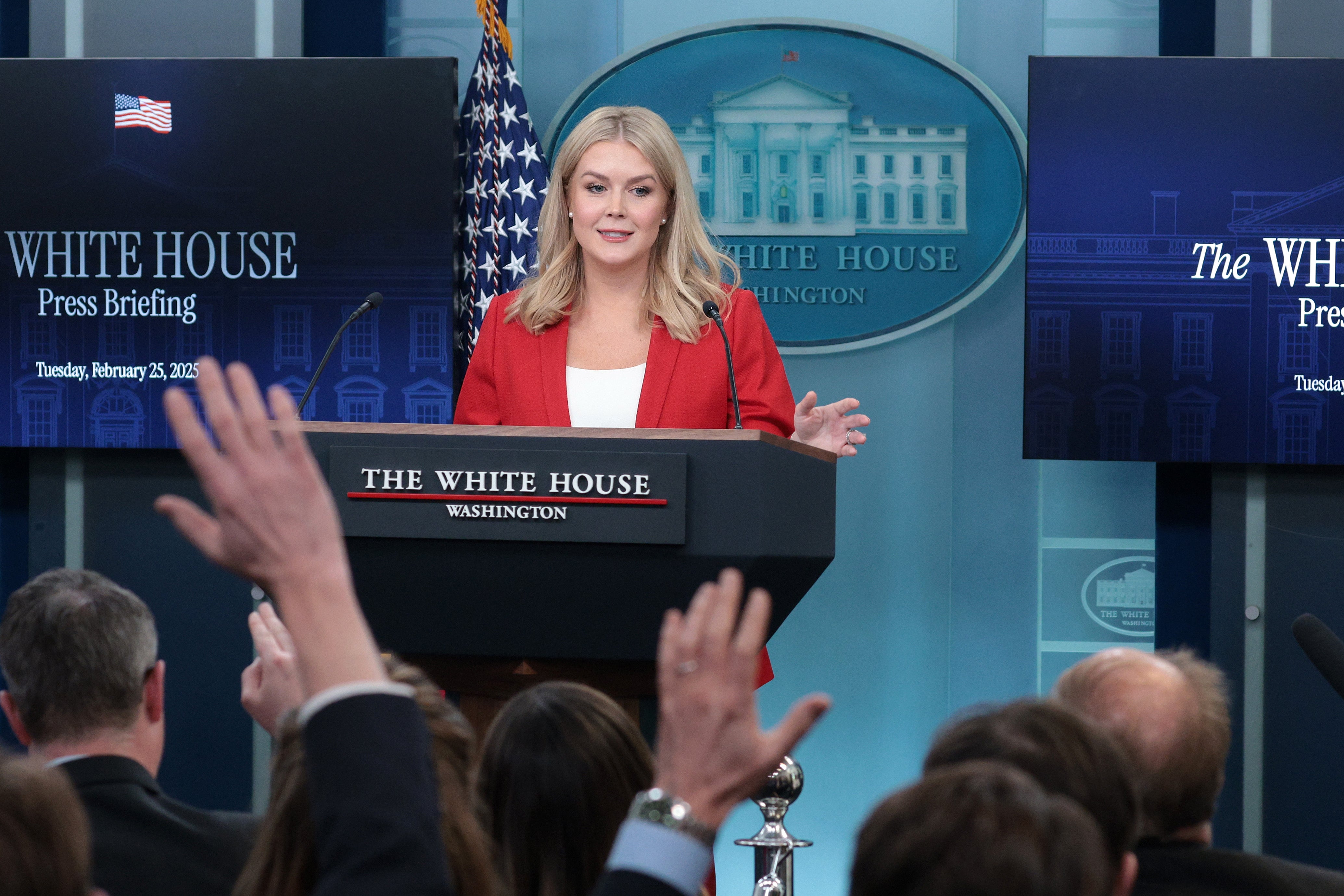 White House press secretary Karoline Leavitt refused to tell reporters on February 25 who the administrator for the U.S. DOGE Service is after repeat attempts from the press and the courts to reveal the agency’s leadership