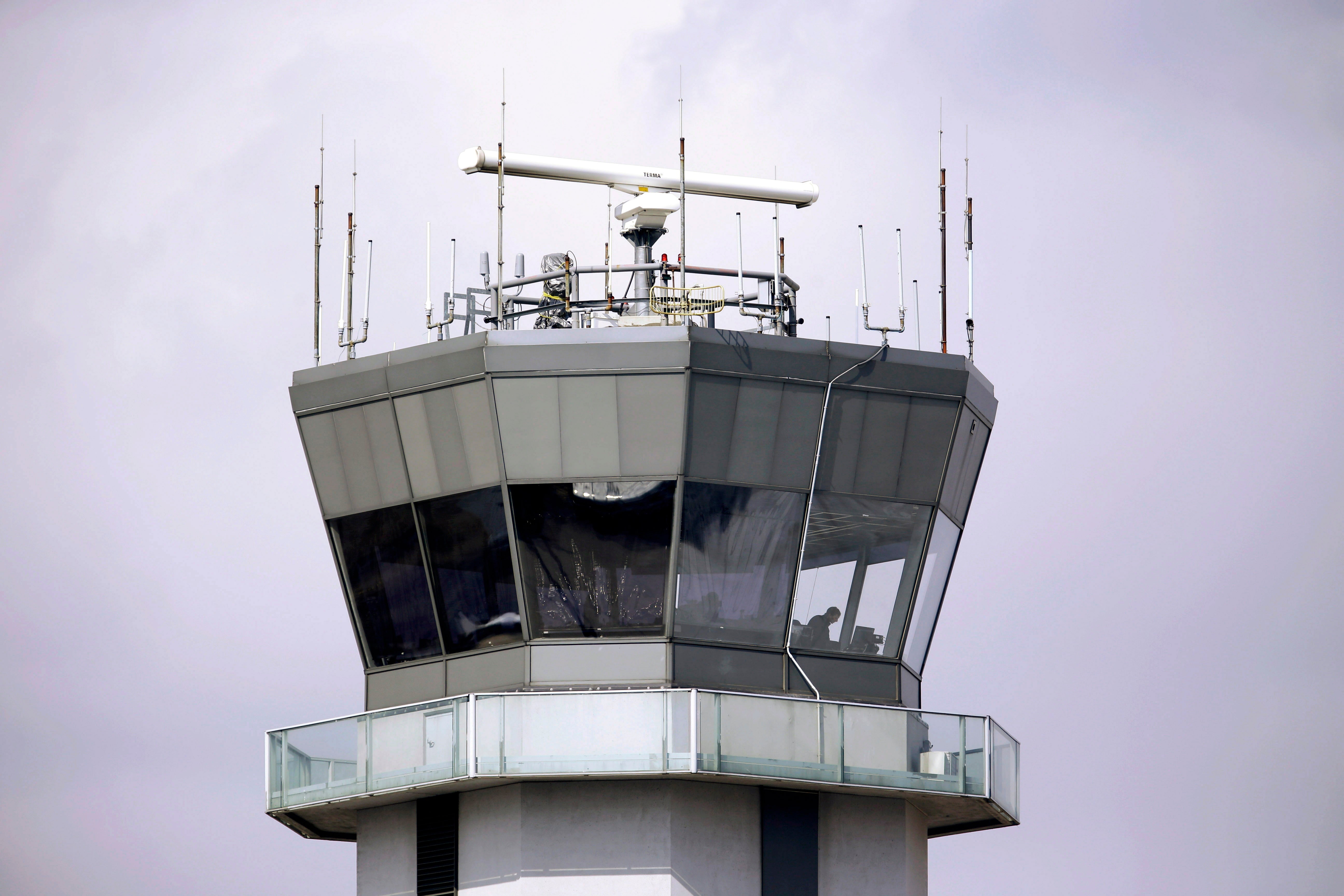 The air traffic control tower stands at Chicago's Midway International Airport