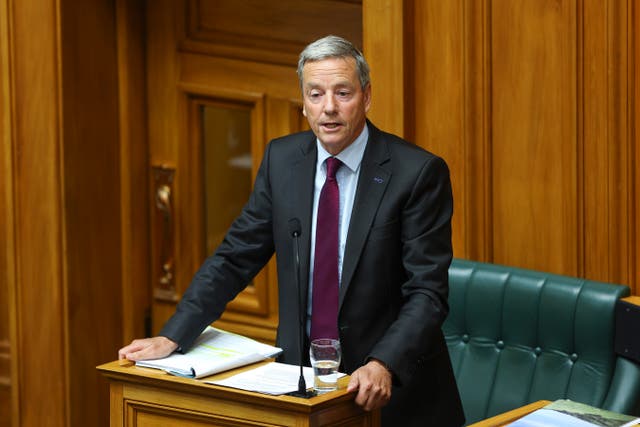 <p>File. Andrew Bayly speaks in New Zealand’s parliament in March 2024</p>