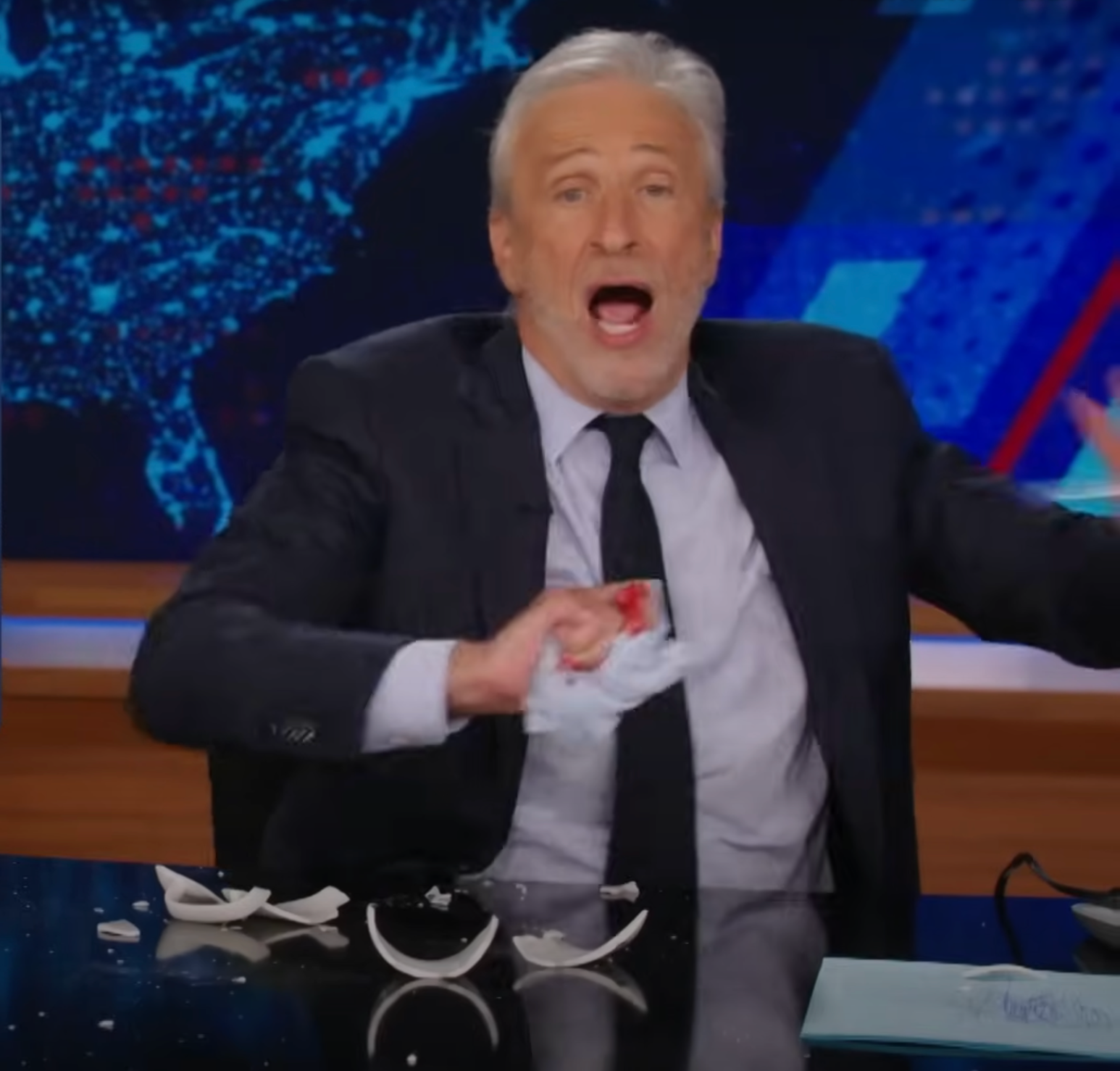 Daily Show host Jon Stewart joked after filming that it was a ‘bloody good episode’