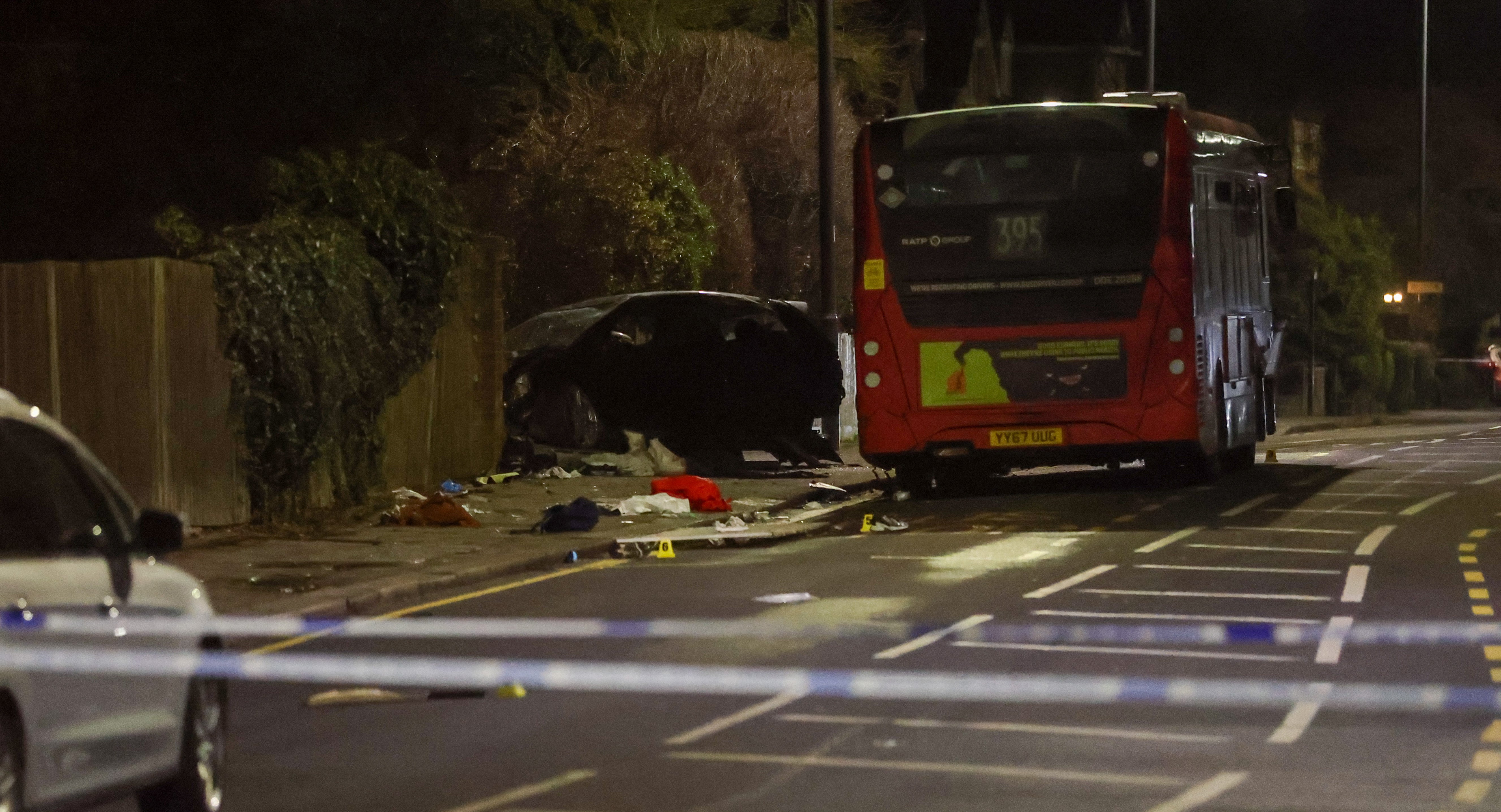 Shopping bags and a cricket bat were strewn across the scene