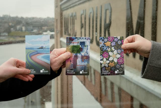 Three new artworks are being used on the front of Newcastle Building Society’s passbooks (Newcastle Building Society/PA)