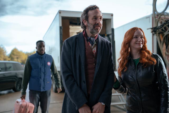 <p>Chris O’Dowd cameos in his new Sky show ‘Small Town, Big Story’ alongside leading lady Christina Hendricks</p>
