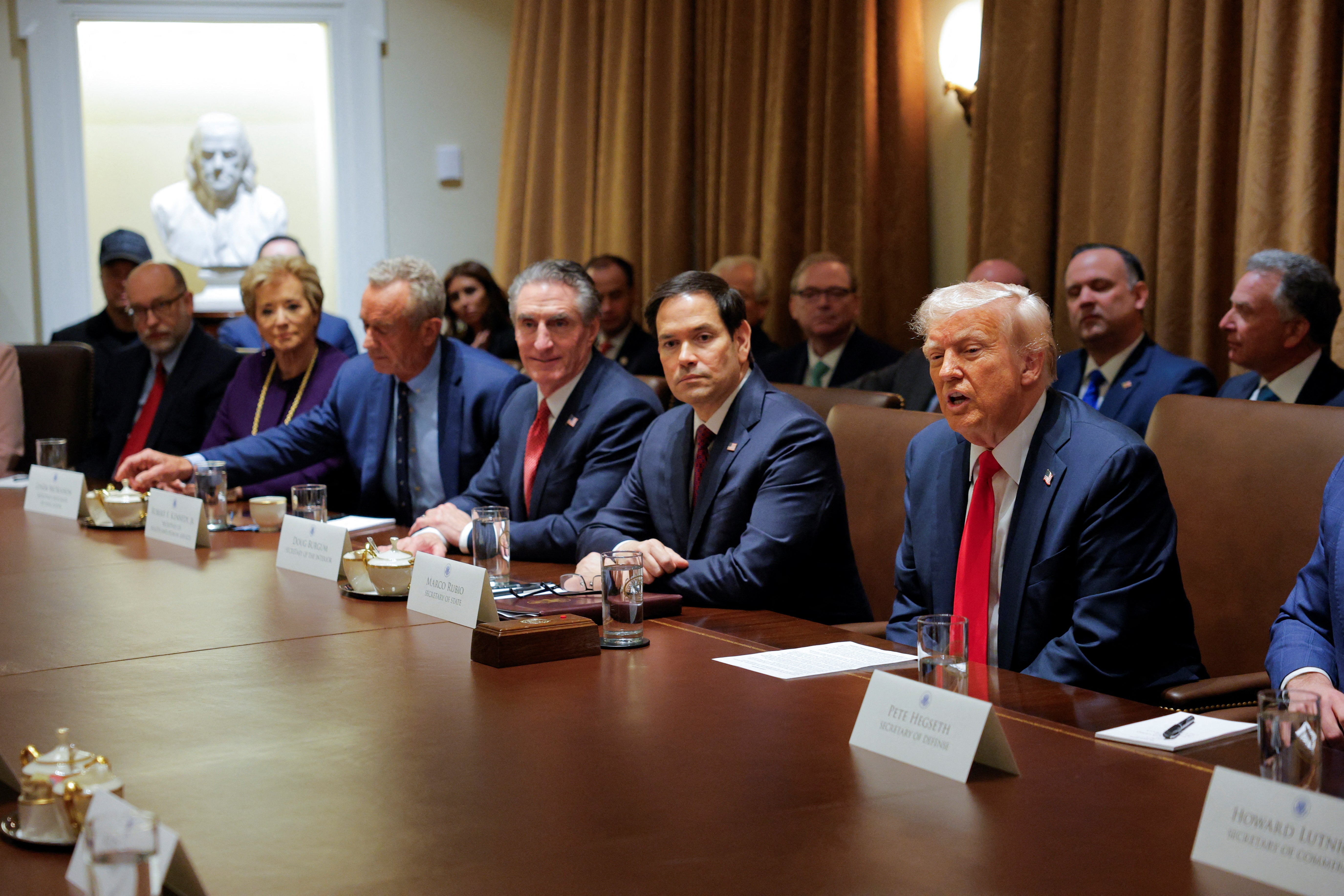 Trump held his first cabinet meeting on Monday and invited Musk to speak, despite the tech mogul not having a cabinet position