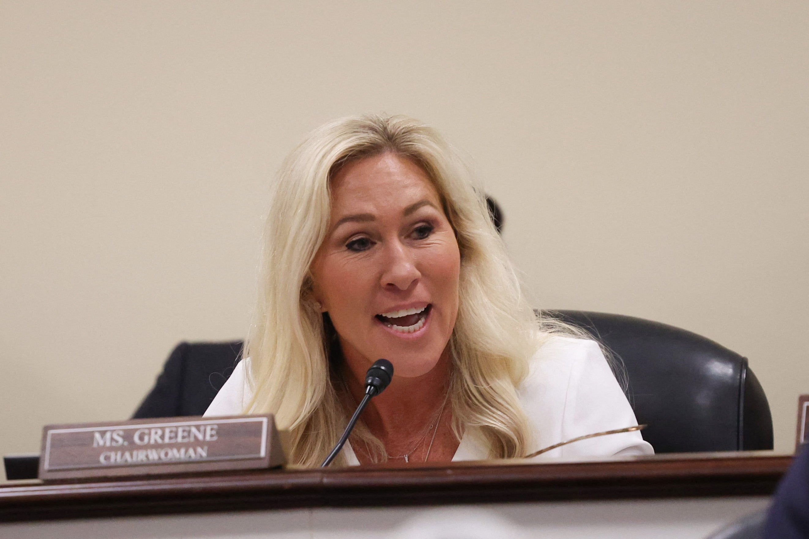 Greene accused Democrats of “protecting the bureaucracy,” and claimed “federal employees do not deserve their pay checks.”