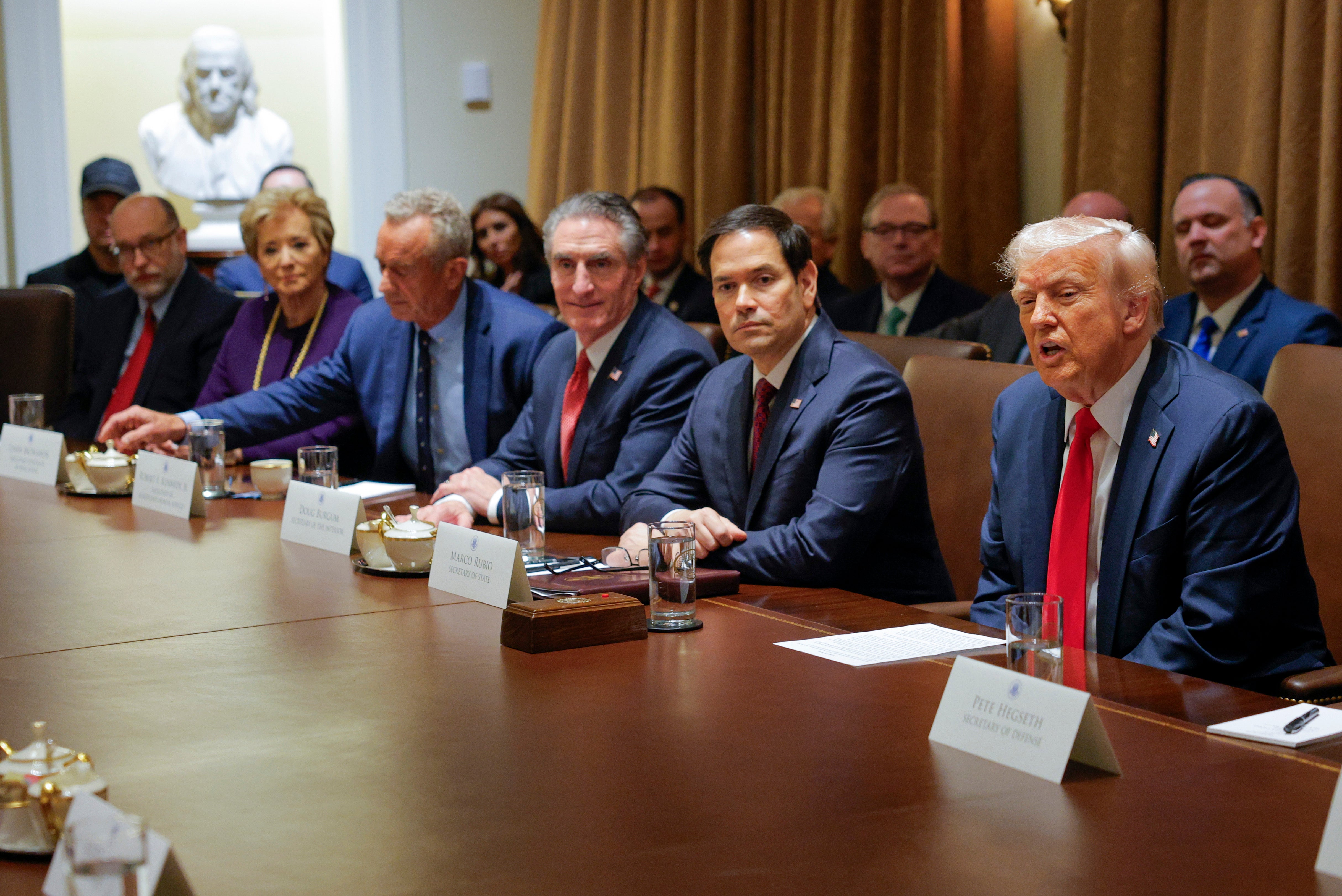 Mr Trump’s entire cabinet attended, including Elon Musk and RFK Jr