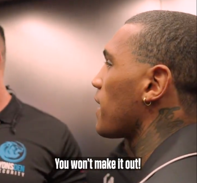 <p>Conor Benn spots Chris Eubank Jr outside his elevator</p>