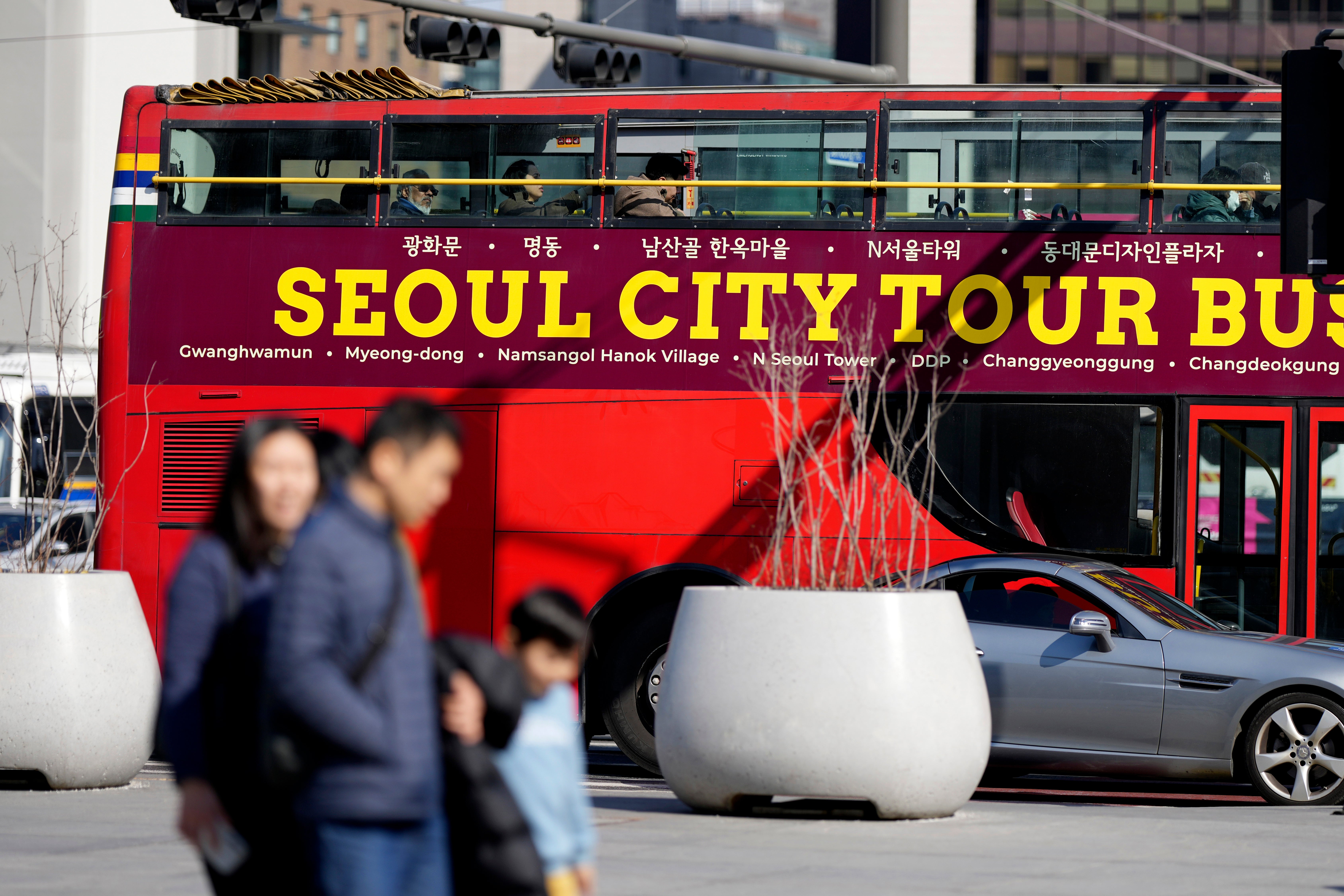 A family seen in South Korea's capital Seoul