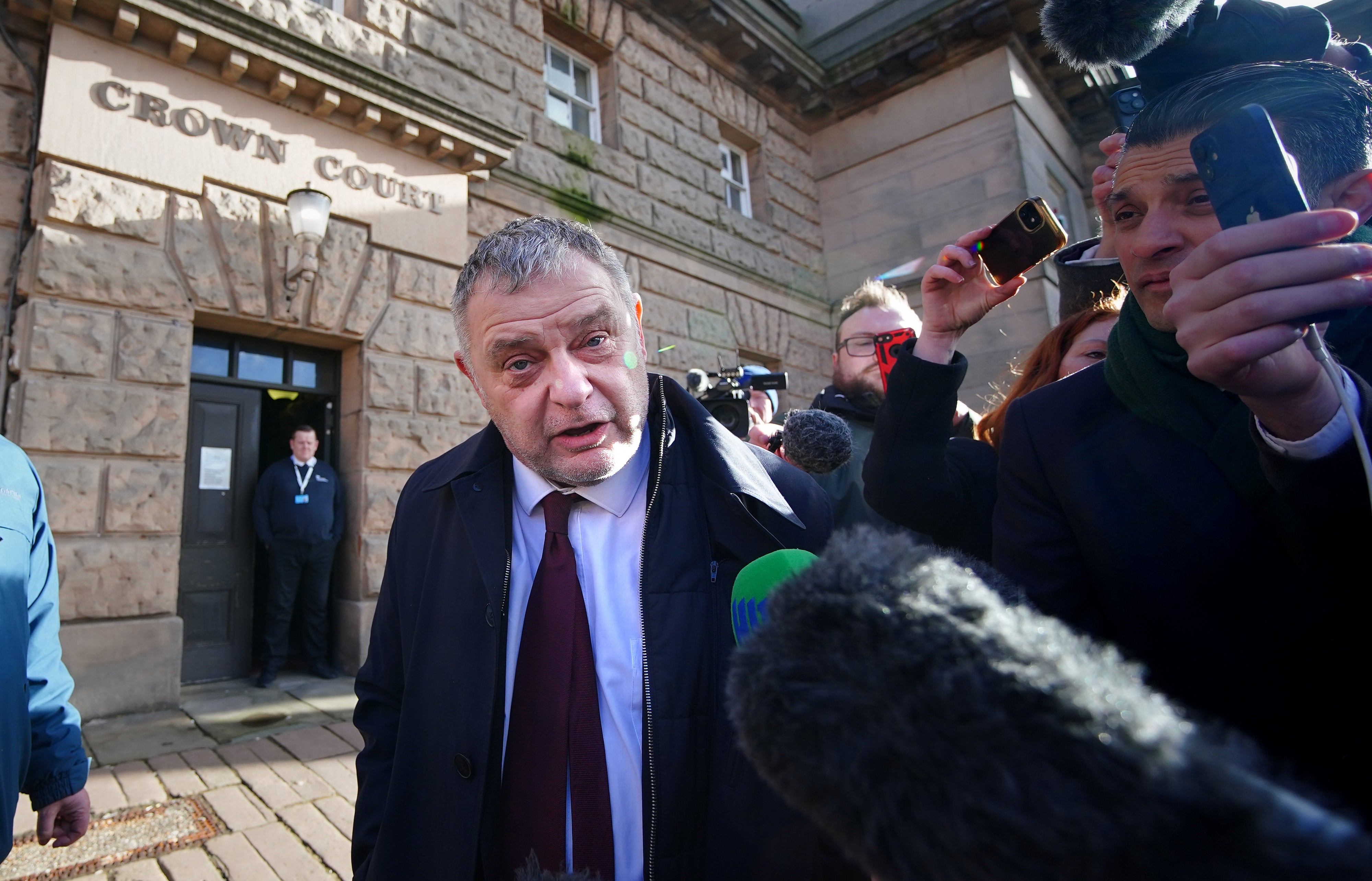 MP Mike Amesbury leaving Chester Crown Court after he had his 10-week prison sentence for assault suspended for two years