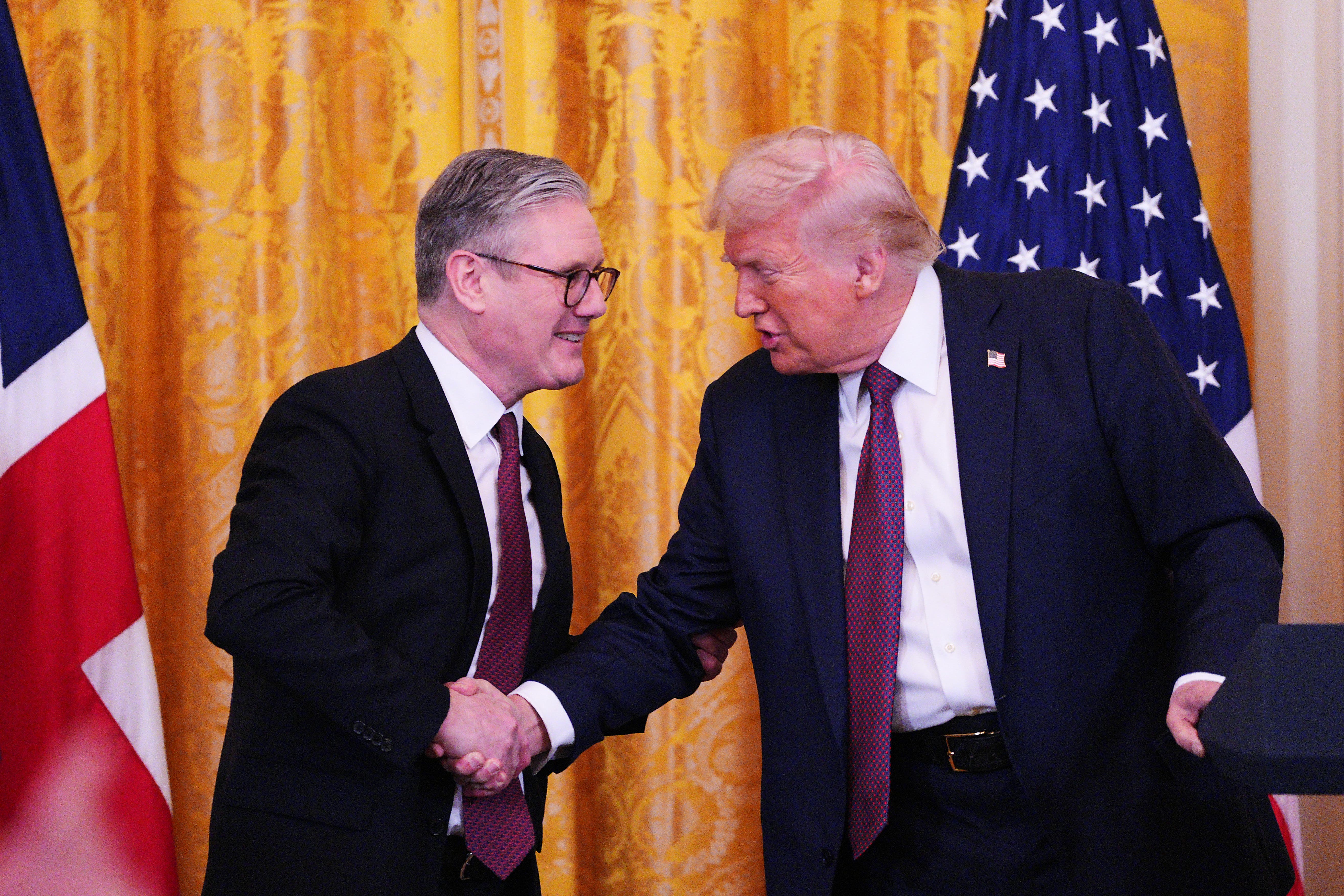 US President Donald Trump and Prime Minister Sir Keir Starmer during their press conference in the White House (Carl Court/PA)