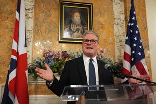 British Prime Minister Kiel Starmer speaks at a welcome reception at the UK ambassador's residence