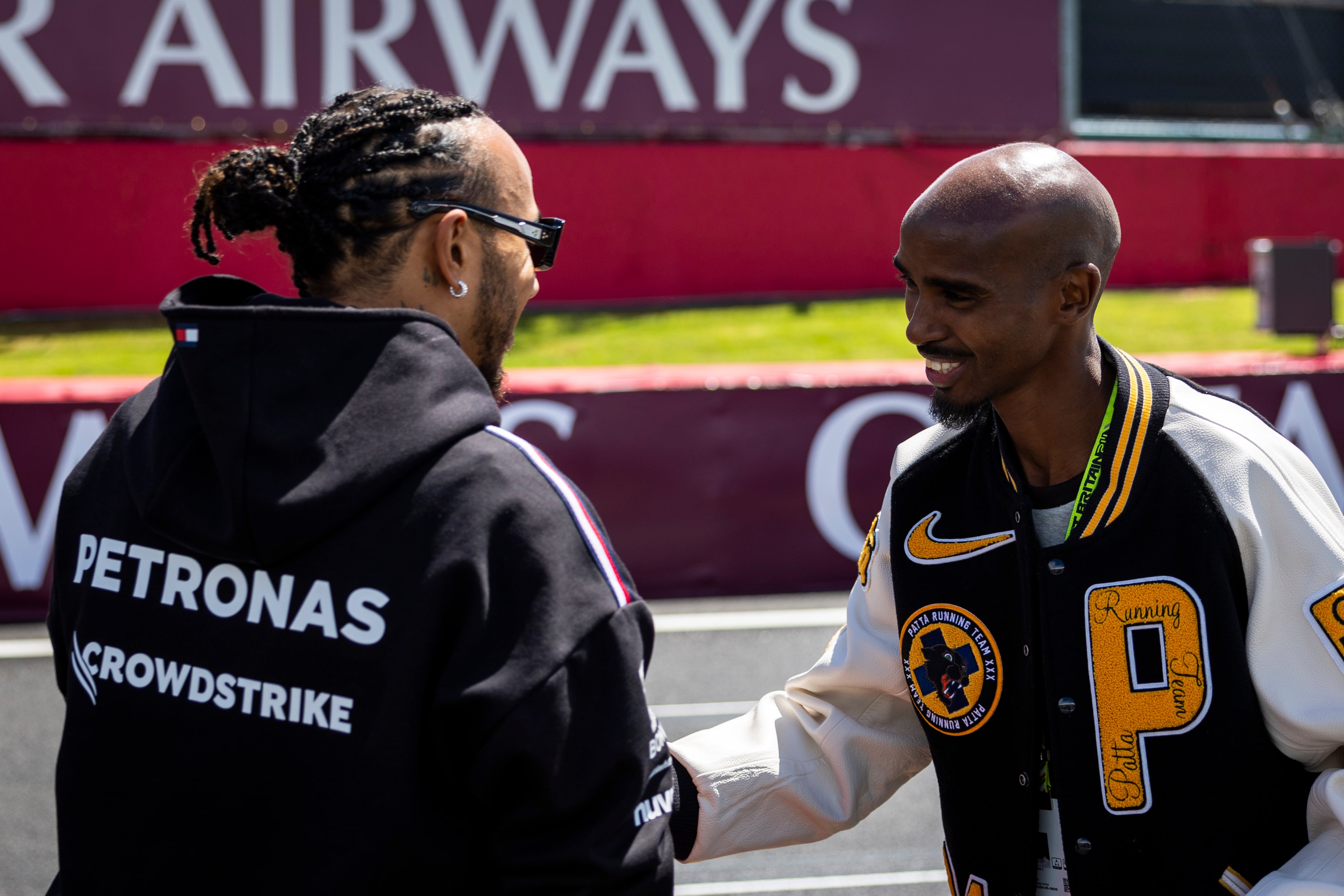 Lewis Hamilton e Sir Mo Farah a Silverstone l'anno scorso