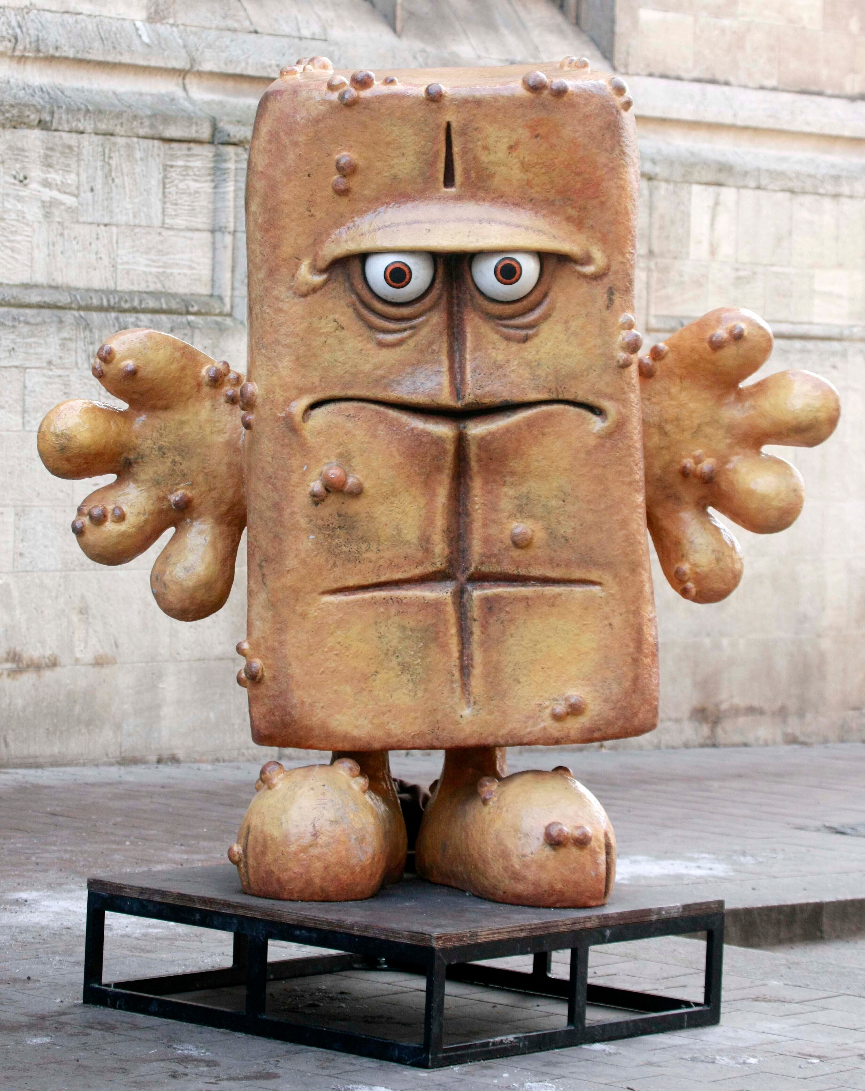 The statue ‘Bernd das Brot’ stand in front of the City hall in Erfurt, Germany, on Wednesday, Feb. 4, 2009