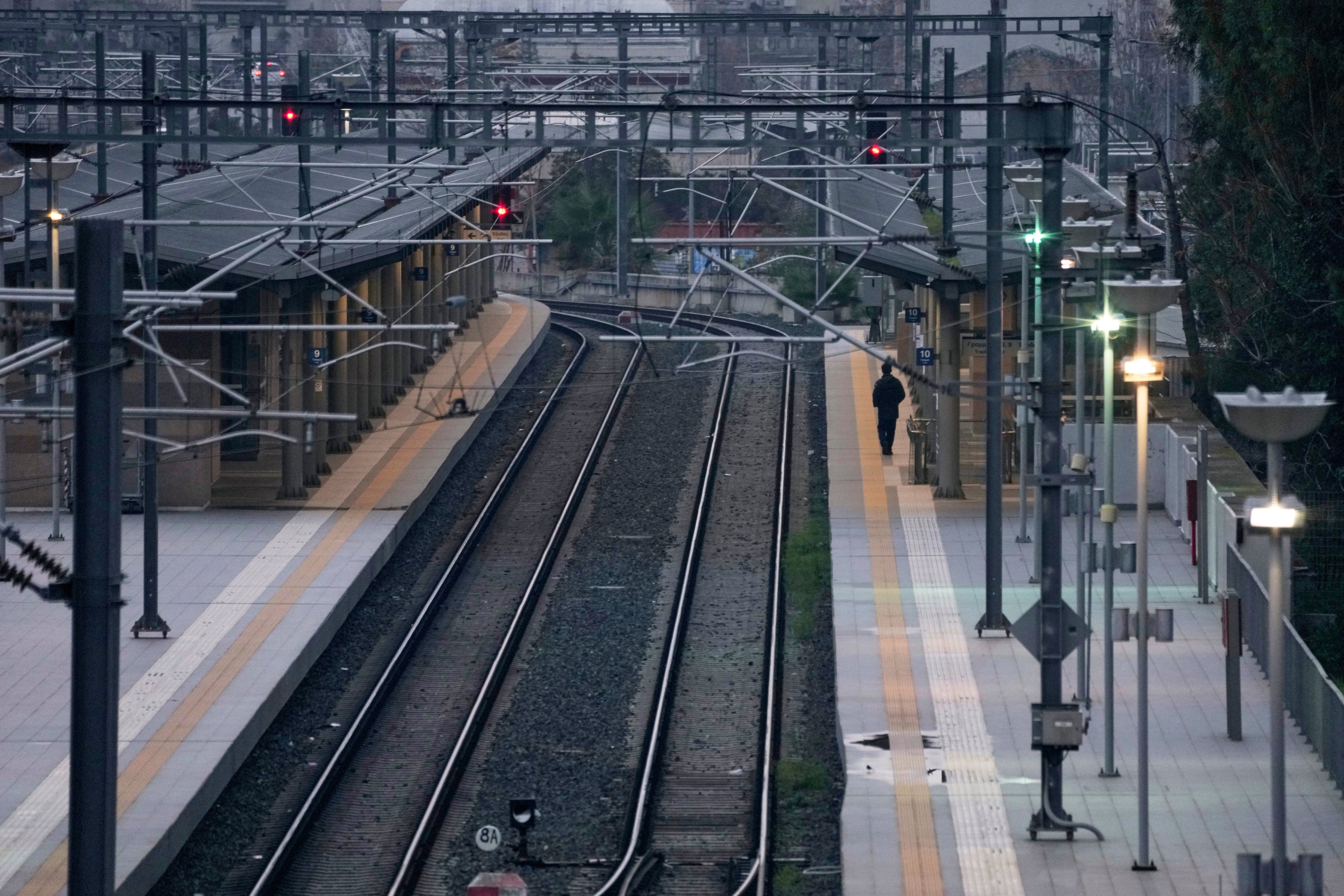 Greece’s main railway station is shuttered amid the 24-hour strike