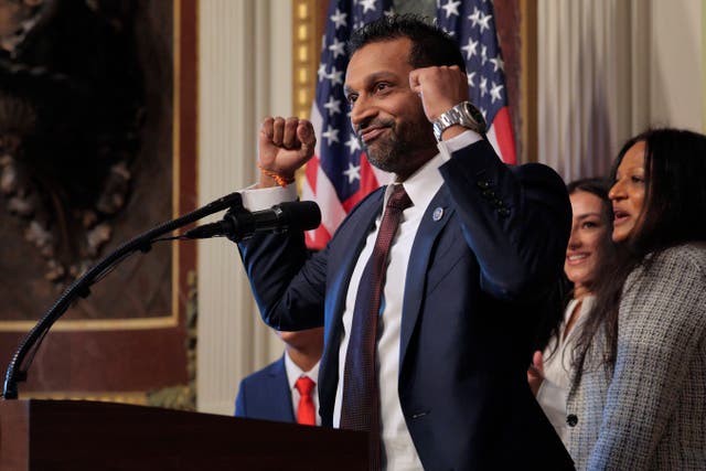 <p>New FBI director Kash Patel, as he is sworn in</p>