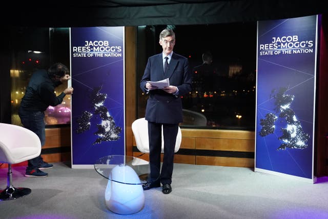 <p>Jacob Rees-Mogg in the studio at GB News </p>