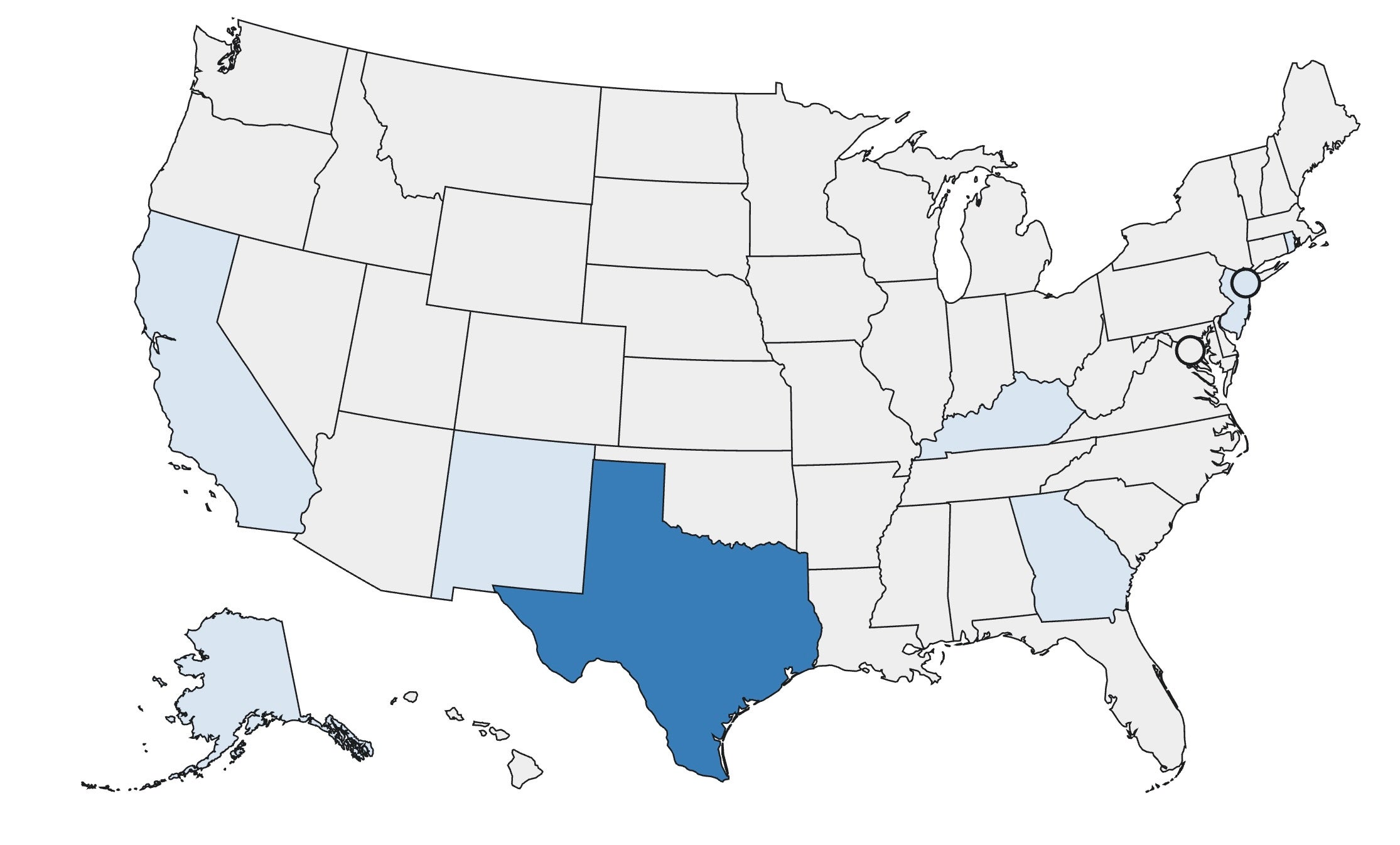 A map of the U.S. shows states with measles cases across the U.S. Kentucky reported its first case this week