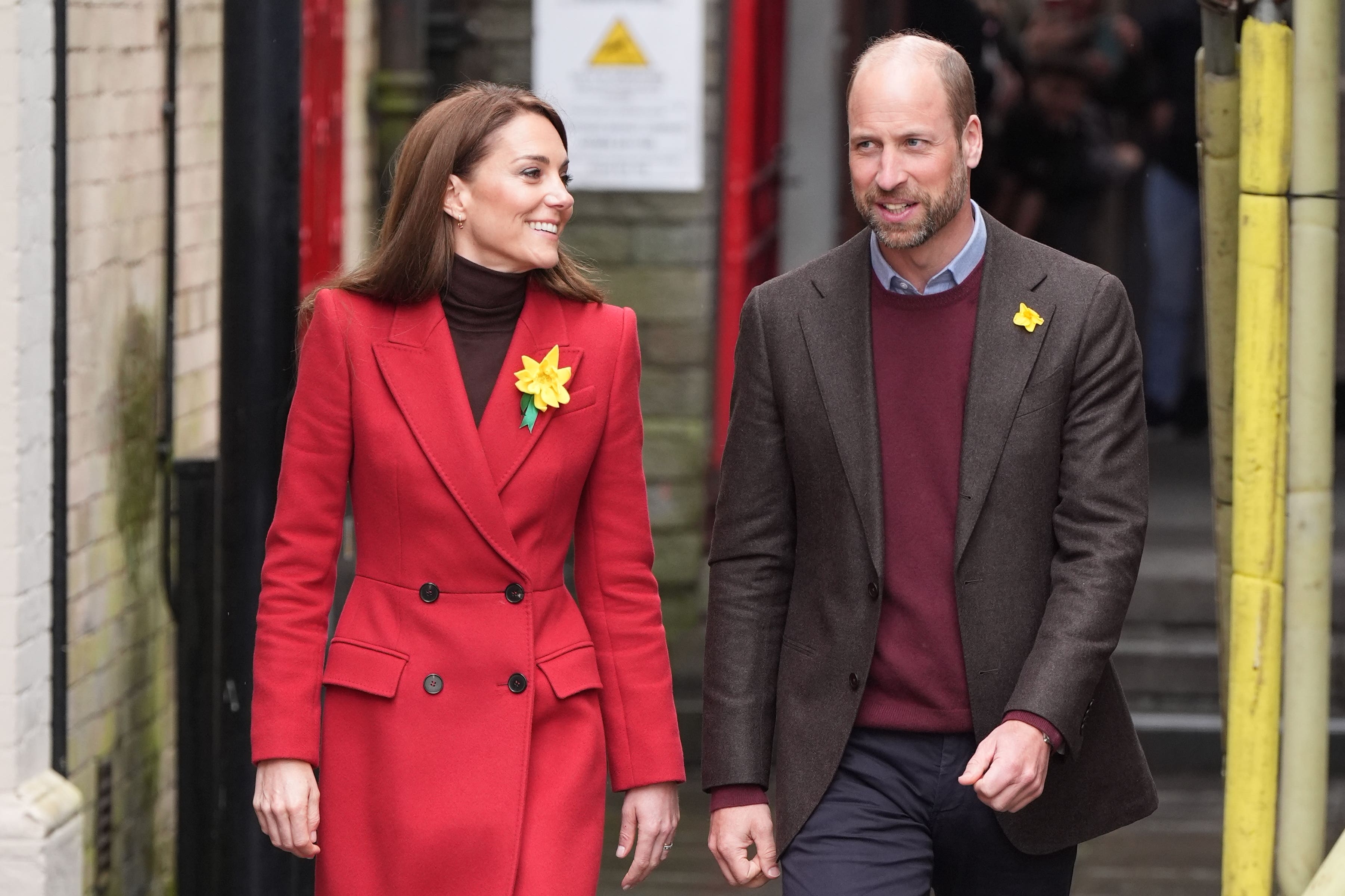 The Prince and Princess of Wales at Pontypridd Market in Wales on Wednesday (Aaron Chown/PA)