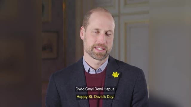 <p>Prince William speaks Welsh in video to mark St David’s Day.</p>