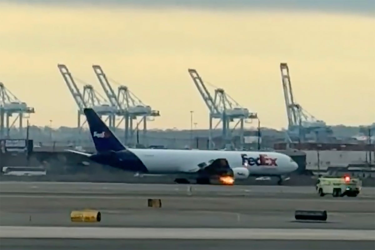 FedEx cargo plane makes emergency landing following bird strike, engine fire